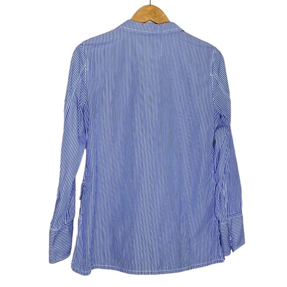 J. Crew Blue White Striped Deconstructed Shirt Blazer Women's Size 6 - Picture 10 of 12